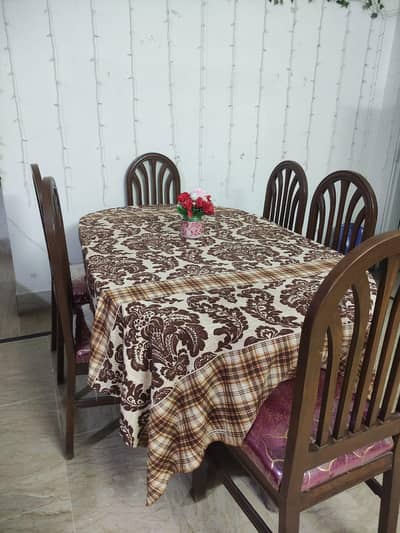 Wooden Dining Table with 6 Chairs