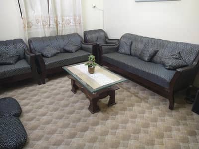 Luxury Wooden Showcase 7 seater sofa