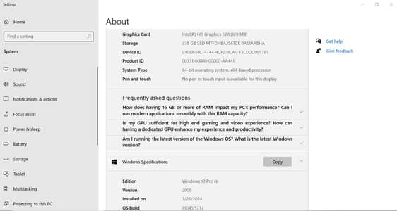 Core i7 20 gb Ram 128 mb graphic card as mentioned in images