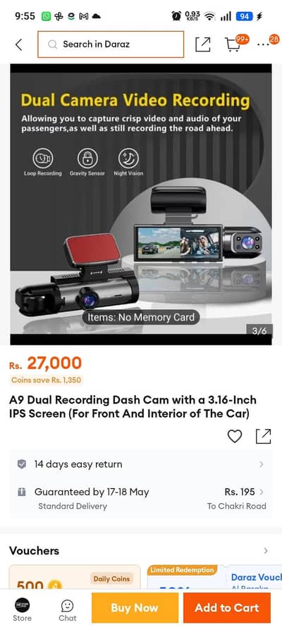 Dash board camera Dash cam 1080p dual camera brand new