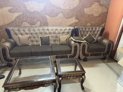 7 seater sofa + 2 pec tables