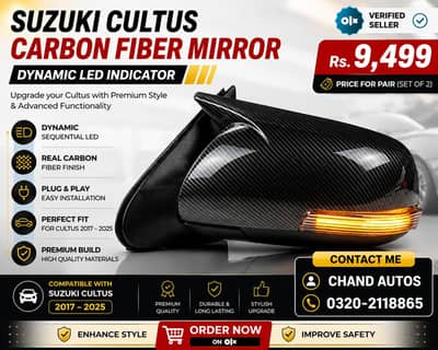 Suzuki Cultus Carbon Fiber style Side mirrors with LED Indicators.