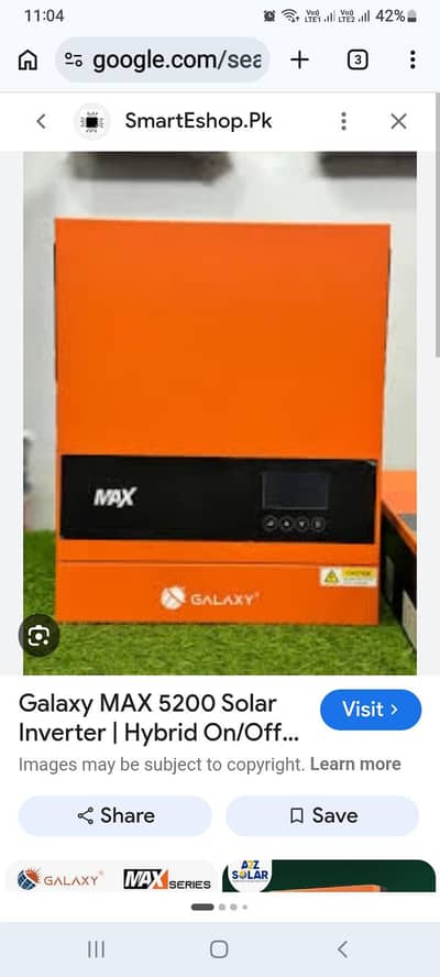Glaxy Hybrid inverter  4.2kv pv 5200 New