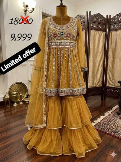 high demanded clr beautiful Anaar Kali design short with ghrara