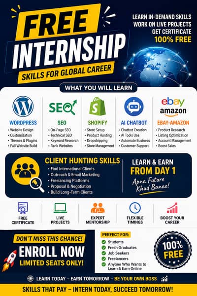 100% Free Internship – WordPress, SEO, Shopify & AI Skills