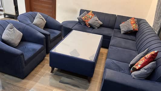 L shaped sofa set+table+2 sofa