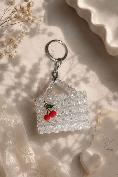 Cherry Crystal Beaded Mini Bag Keychain 