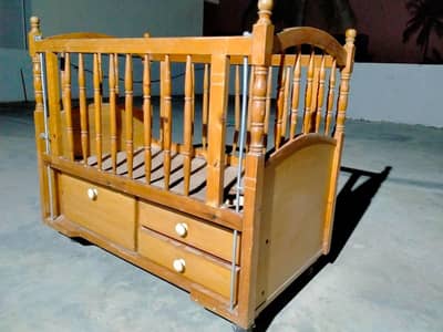 Wooden Baby Cot with 2 drawers and 1 storage cabinet