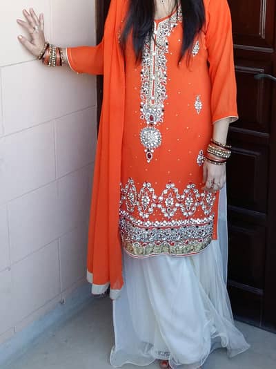 fancy stone work dress with plazo 3 piece perfect for wedding