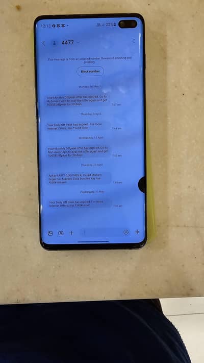 sumsung s10 plus pta duel 8/128 just dot in display