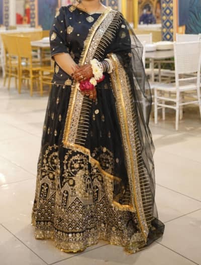 Beautiful Black Heavy Embroidery Lehnga