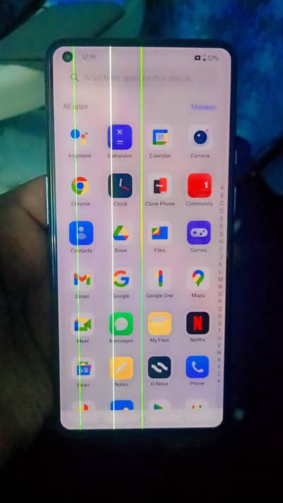 One plus 9 8+8/128.888 snapdragon processor just 3 line on panel