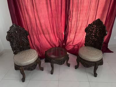 Pair of chinyoti chairs with round table set