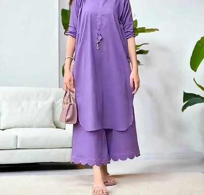 lavender 2-pice stitched kurta palazzo set- ready to wear