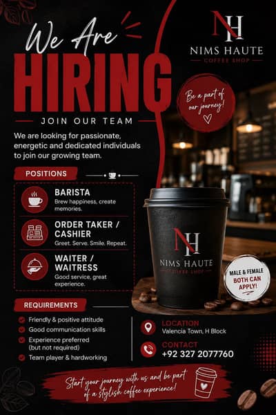 Job for coffee shop staff
