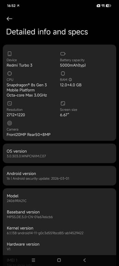Redme turbo3(Poco f6 )gaming phone 8sgen3 120 fps waterpck