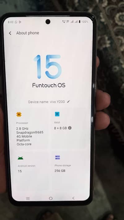 vivo y 200 8+8/256 condition 10 by 10