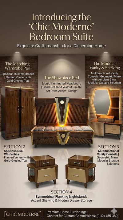 4 Pcs bed dressing side table and hangar almari