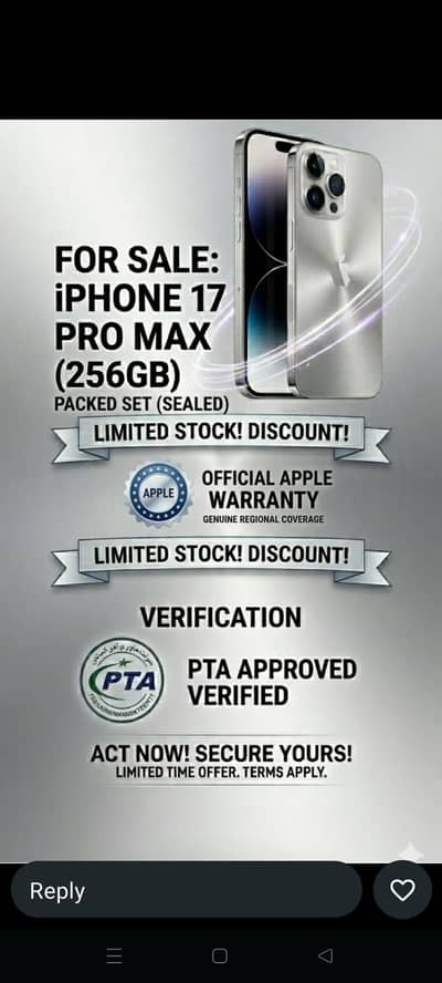 Official Apple warranty, iphone 17 Pro Max