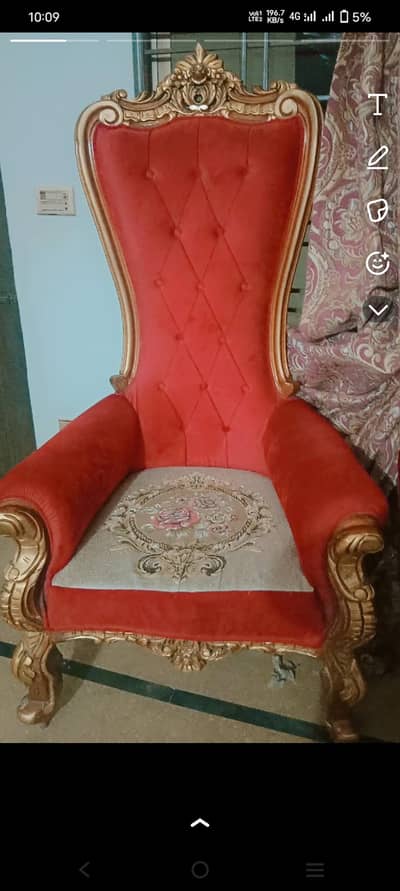 pure wood chinioti coffee chairs with table in red colour