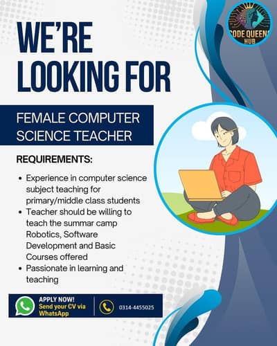 Female Computer Science Teacher Required