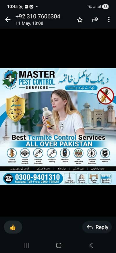 Deemak control/pest control/cockroach spray/fumigation