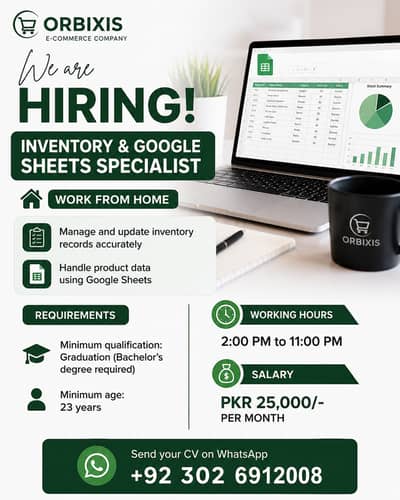 Inventory & Google Sheets Specialist job (work from home)