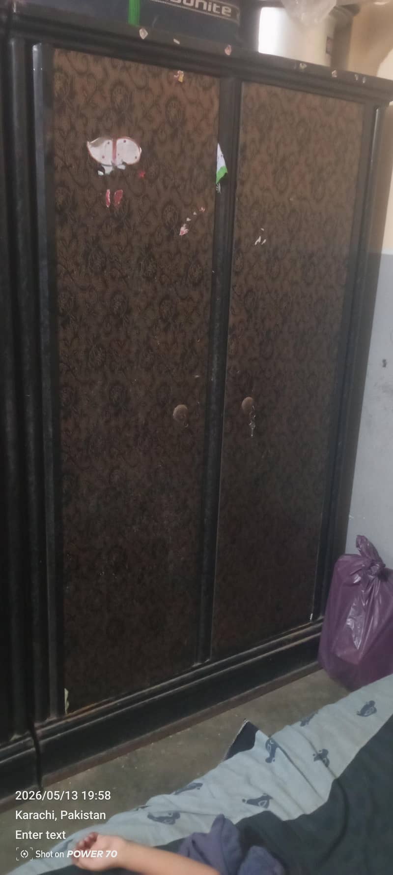 ائرن کا فرنیچر ڈبل بیڈ الماری ٹو ڈور ڈیوائڈر تھری ڈور 3