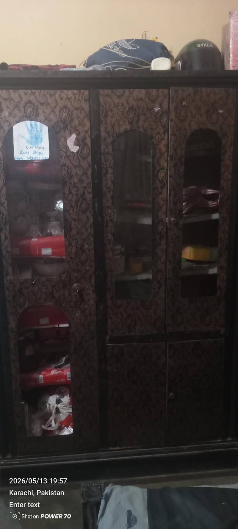 ائرن کا فرنیچر ڈبل بیڈ الماری ٹو ڈور ڈیوائڈر تھری ڈور 4