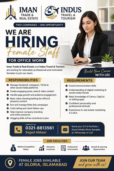 Female Professional job Bule Area islamabad