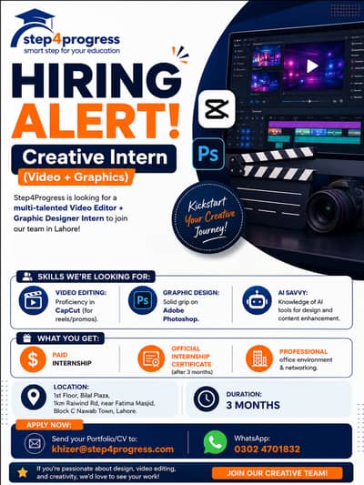  HIRING ALERT – Creative Intern (Video + Graphics)