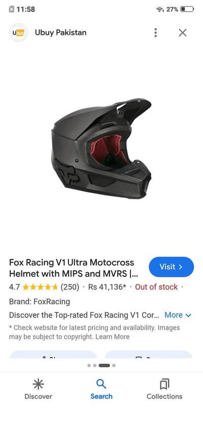 Fox V1 core matte Dot certified with out visor medium large  head size