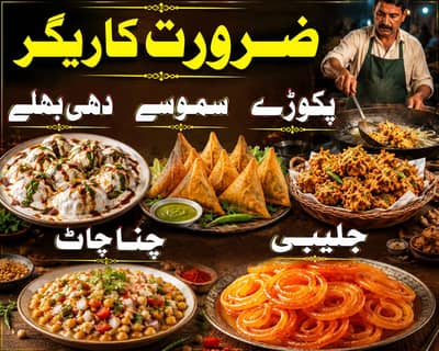 سموسے پکوڑے دہی بھلے جلیبی حلوہ پوری کاریگر