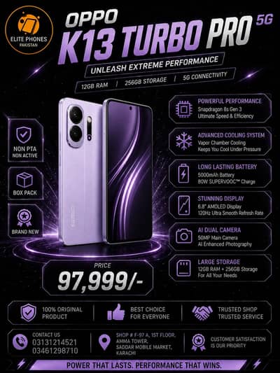 oppo K13 turbo pro 5G | non PTA/ non active | 12/256 | box pack