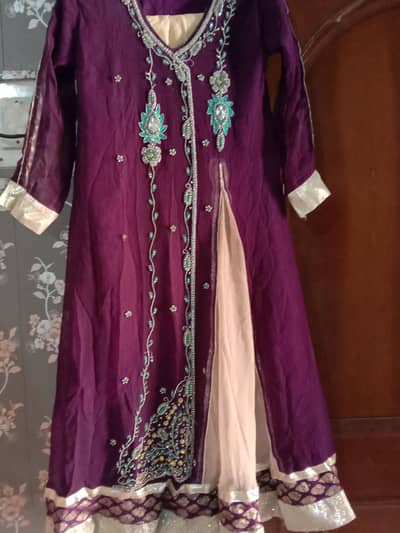 Girls Purple Embroiderd Maxi  Frock | party wear | Age 6_8 Years