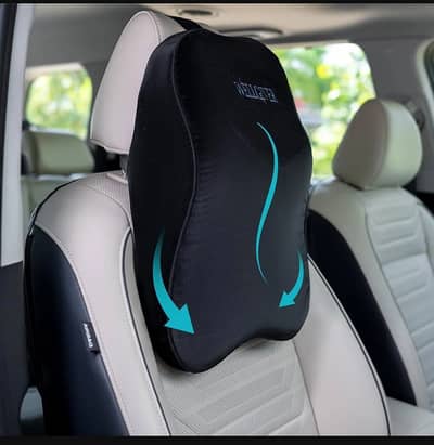 Premium Neck Pillow for Car Seat- Black Memory Foam Support