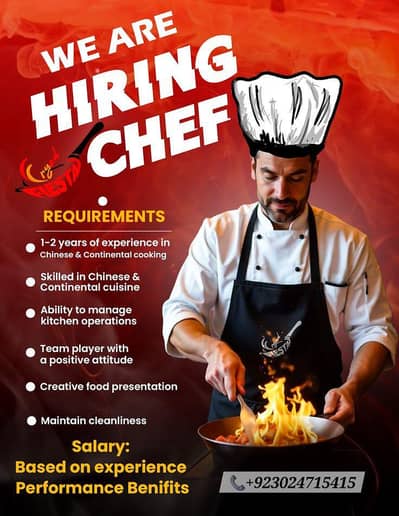 professional and experienced chef required