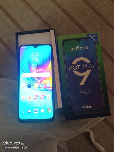 hot 9 play 3gb 64 gb no any fault with box brilliant condition