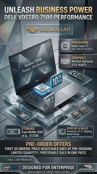 DELL VOSTRO 7500 | GTX 1650Ti | CORE i7 | 10 GENERATION