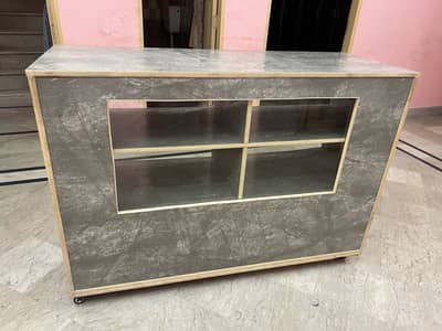 Modern Marble Finish Storage Counter / Display Cabinet