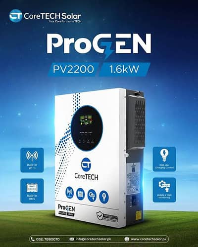 Core Tech Pro Gen PV 2200 1.6KW Hybrid Solar Inverter