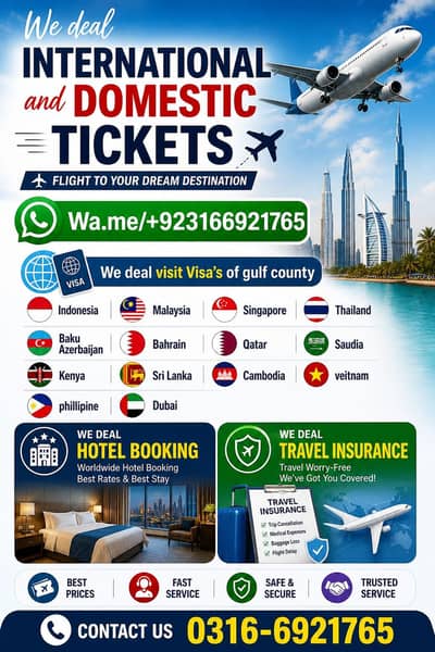 All Airlines Tickets & visit Visa's