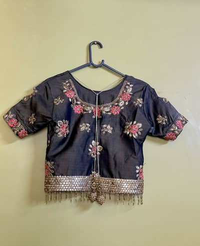 Grey Silk Lehenga Choli with Heavy Pink Embroidered Net Dupatta