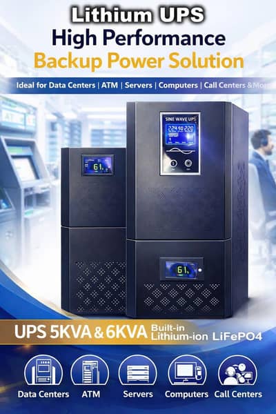Lithium UPS 1KVA 2KVA 3KVA 4KVA 5KVA 6KVA 10KVA with  warranty