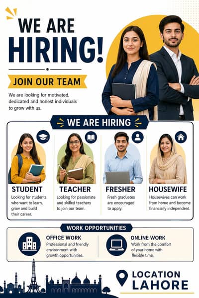 Hiring for office and online work.
