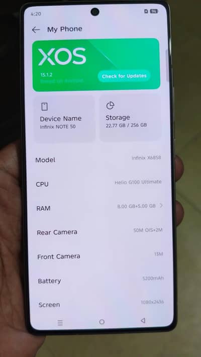 Inifinix Note 50 10/100 Condition