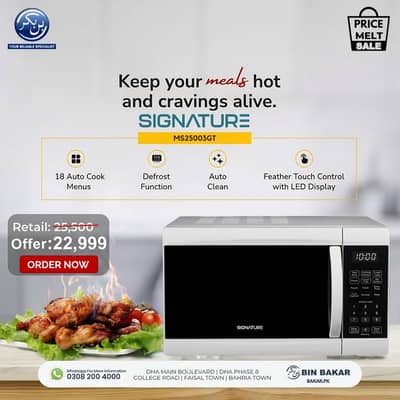 Signature Microwave Oven MS25003GT - 18 Auto Cook Menus - Brand New