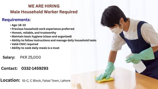 WE ARE HIRING Male Household Worker