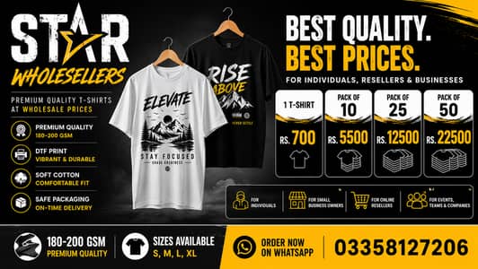 Premium DTF Printed T-Shirts Wholesale & Retail | 180-200 GSM