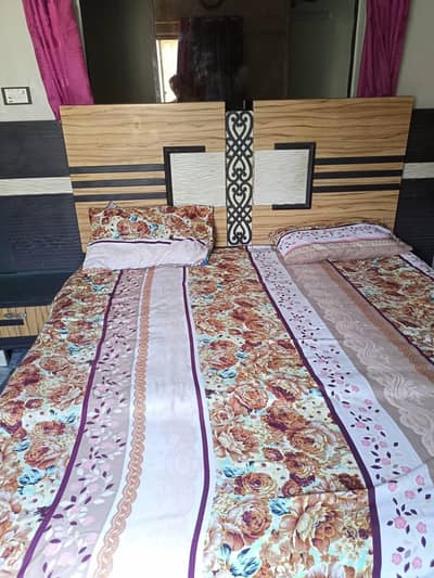 King Size Bed With Mattress & Side Tables